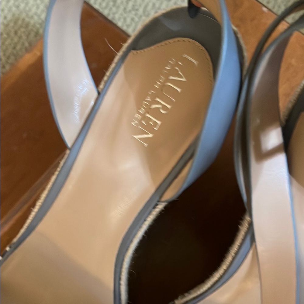 Lauren Ralph Lauren Gray Sandals with Open Back Design and Thick Strap